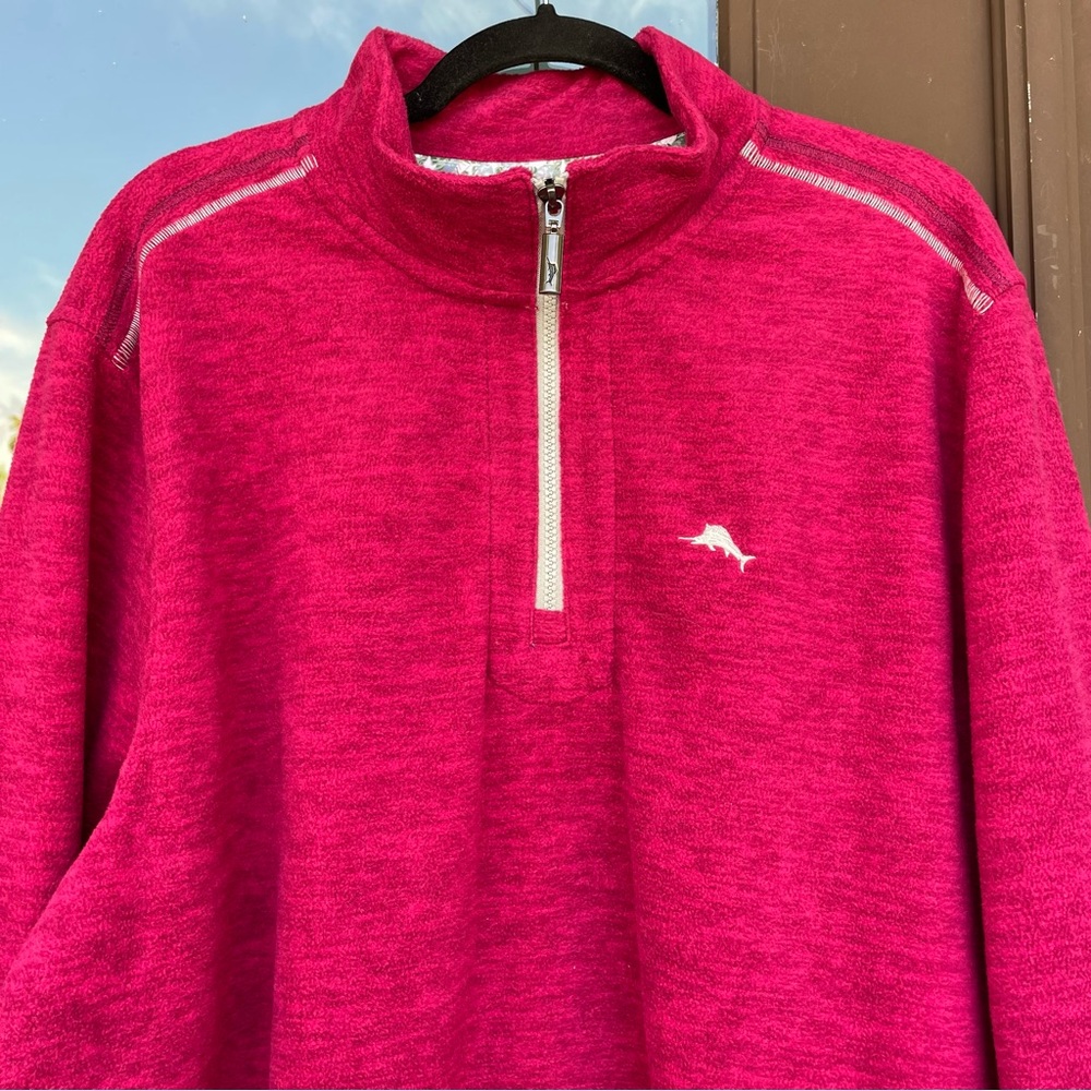 Tommy Bahama Fuchsia 1/4-Zip Fleece Pullover XL